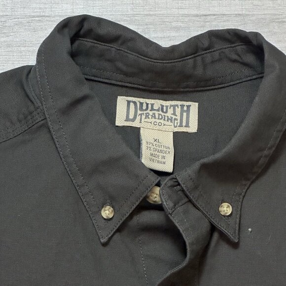 Duluth Trading Co Mens Flex Fire Hose Heavy Canvas Shirt Work Wear Gray Size XL - Picture 7 of 8